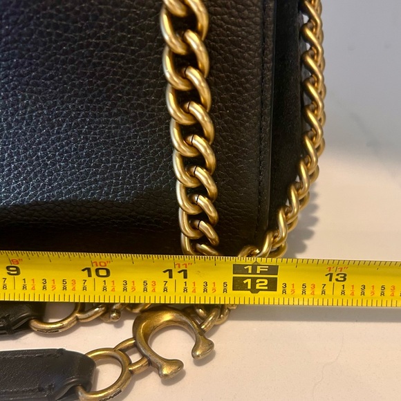 Coach black leather classic shoulder bag, chain and leather strap, gently used - Picture 6 of 8